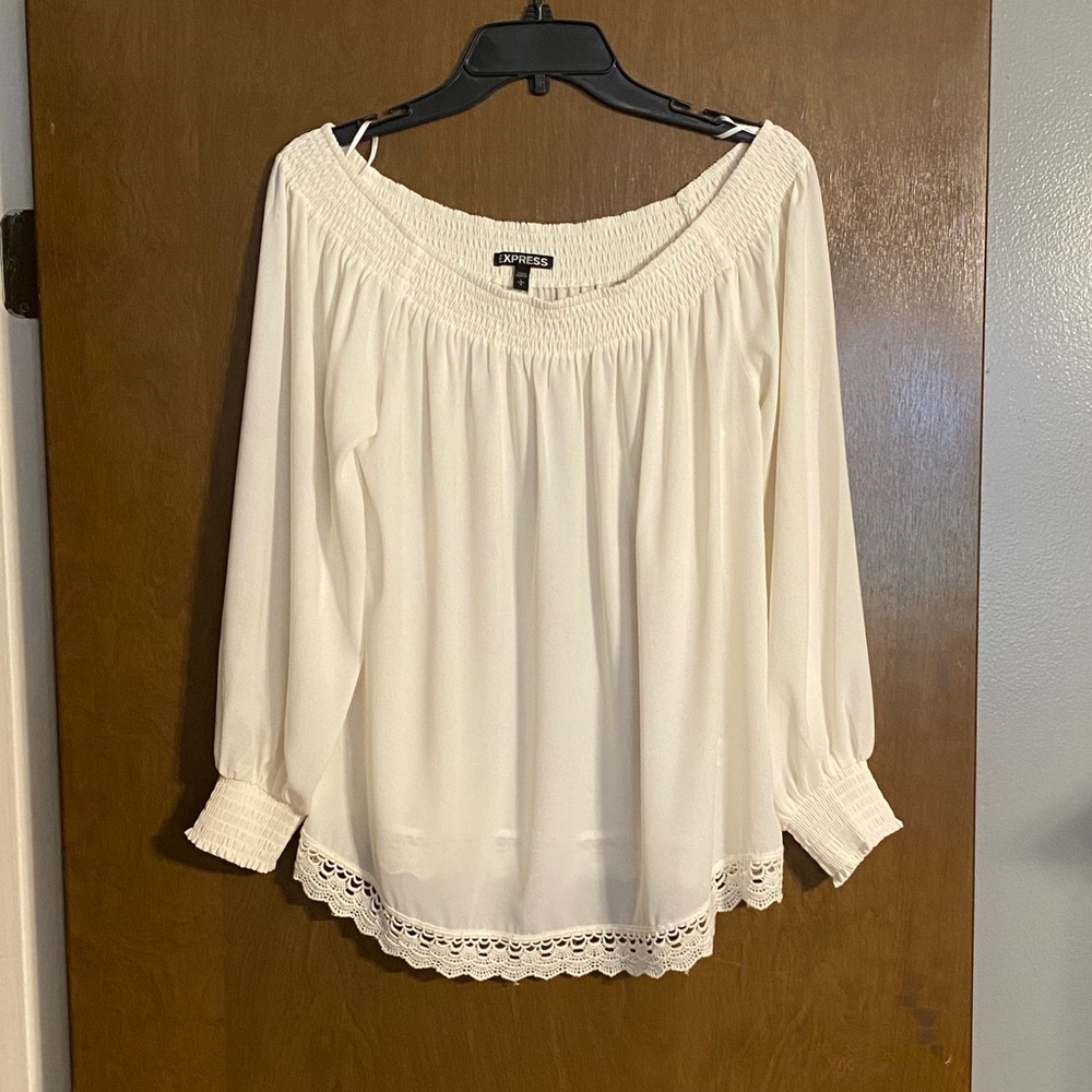 Express Off-The-Shoulder White Blouse